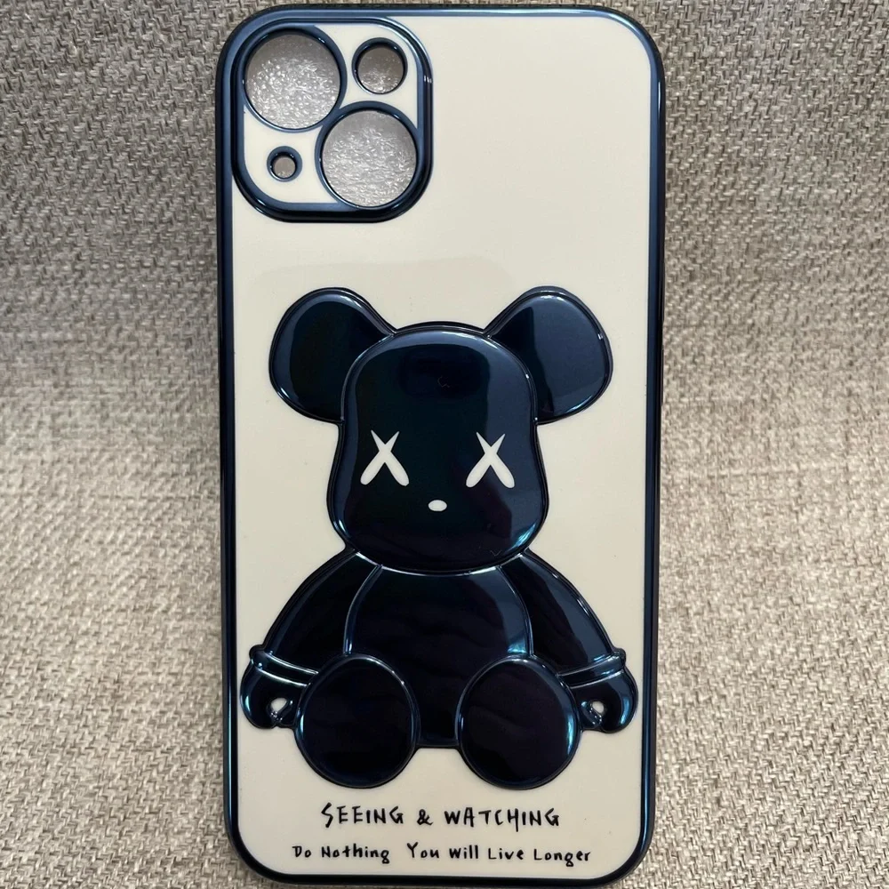 Electroplate Blue Violent Bear in White Background iPhone Case